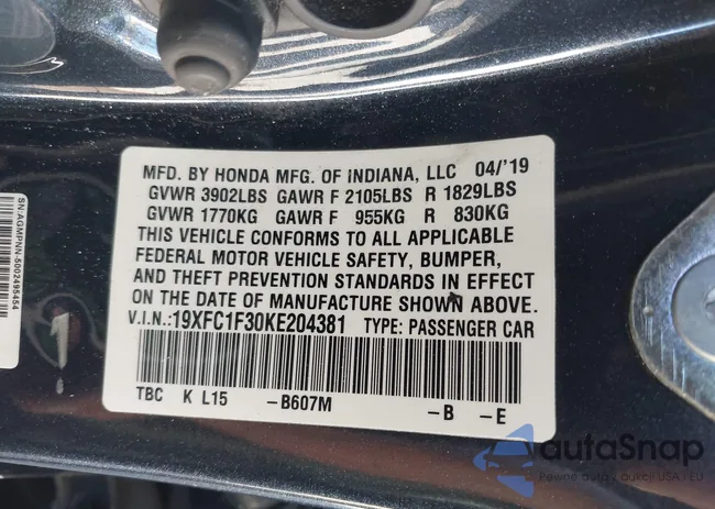 19XFC1F30KE204381: 43492278