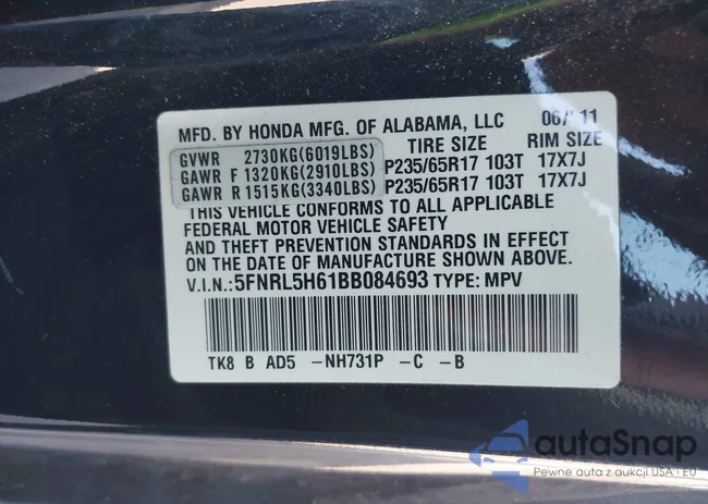 5FNRL5H61BB084693: 43492388