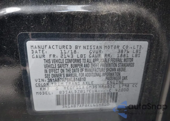 3N1AB7AP8KL614810: 43493523