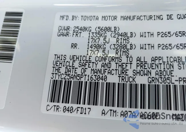 3TYCZ5AN5PT163040: 43493597