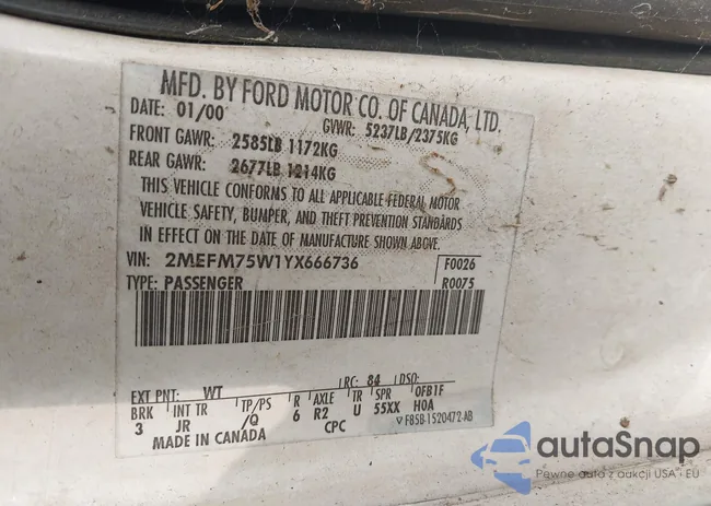 2MEFM75W1YX666736: 43493598