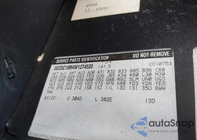 2GCEC19M4W1274520: 43493637