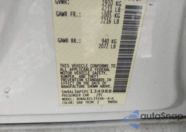 1N4AL3AP1FC134988: 43493743