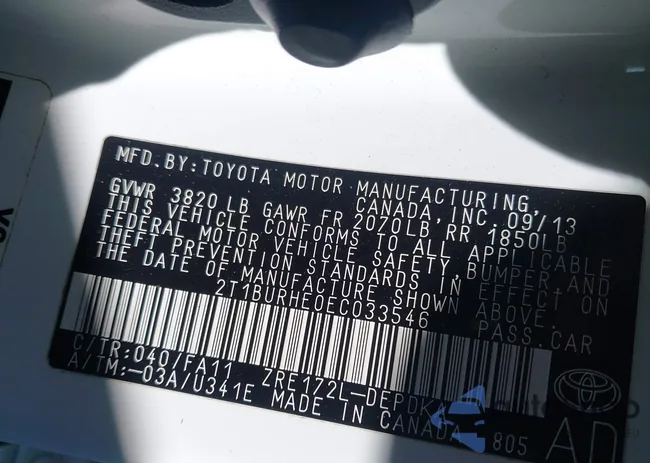 2T1BURHE0EC033546: 43493813