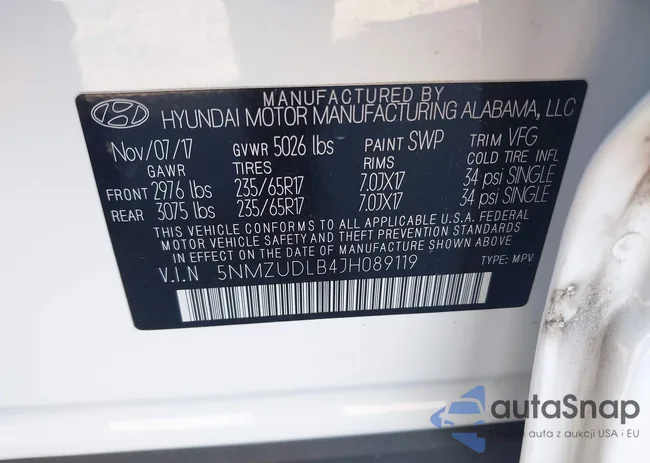 5NMZUDLB4JH089119: 43493940