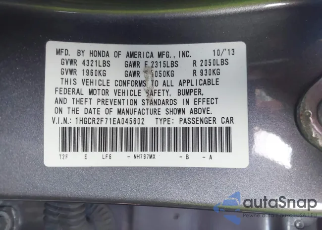 1HGCR2F71EA045602: 43493958