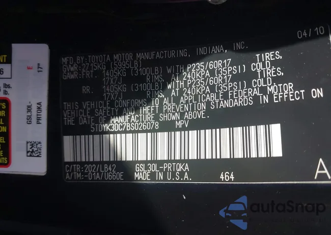 5TDYK3DC7BS026078: 43493060