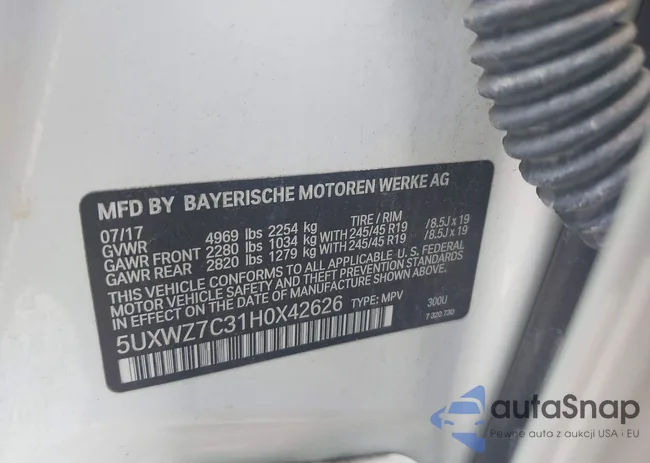 5UXWZ7C31H0X42626: 43493289