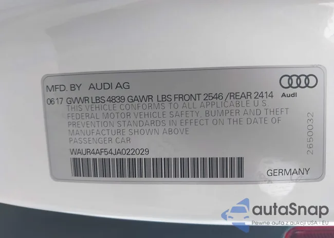 WAUR4AF54JA022029: 43493304