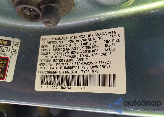 2HKRM4H37FH635634: 43493319