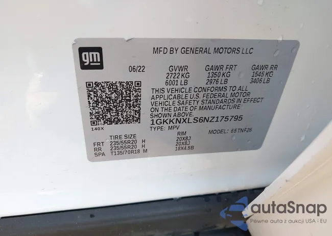 1GKKNXLS6NZ175795: 43494458