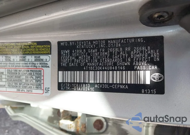 4T1BE30K44U848146: 43494594