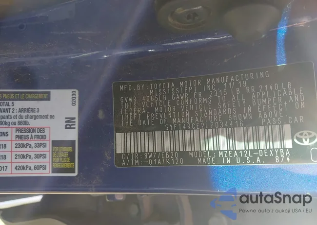 5YFT4RCE2LP034416: 43494626