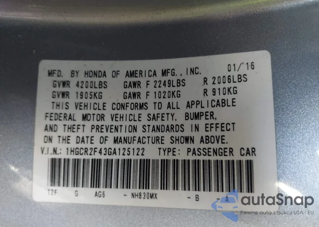 1HGCR2F43GA125122: 43494628