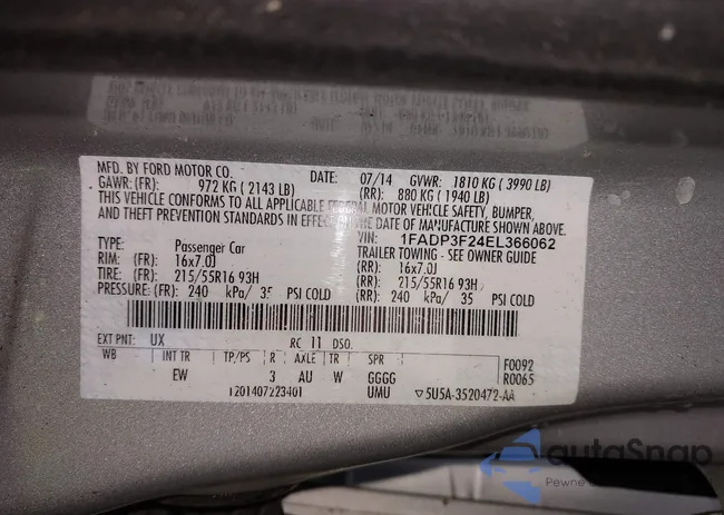 1FADP3F24EL366062: 43494676