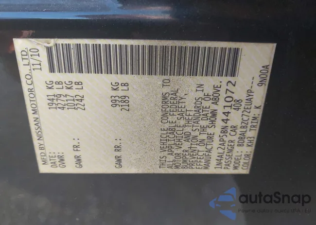 1N4AL2AP5BN441072: 43494767