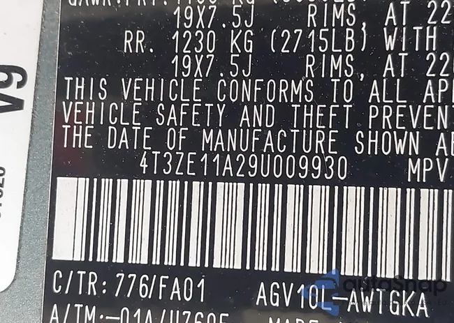 4T3ZE11A29U009930: 43494850