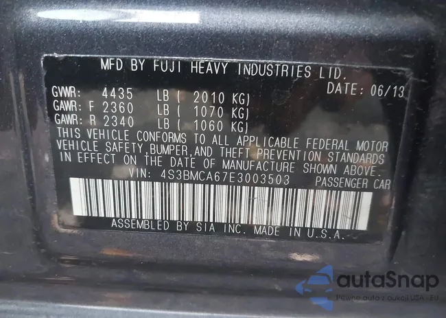 4S3BMCA67E3003503: 43494936