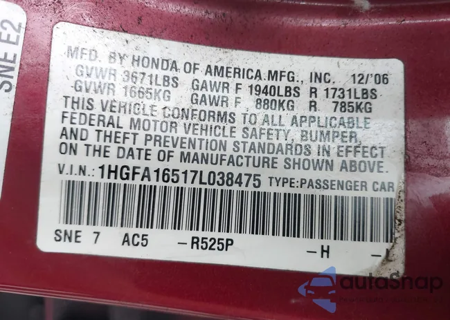 1HGFA16517L038475: 43494959