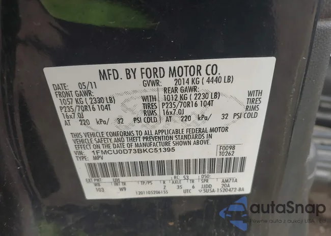 1FMCU0D73BKC51395: 43494996