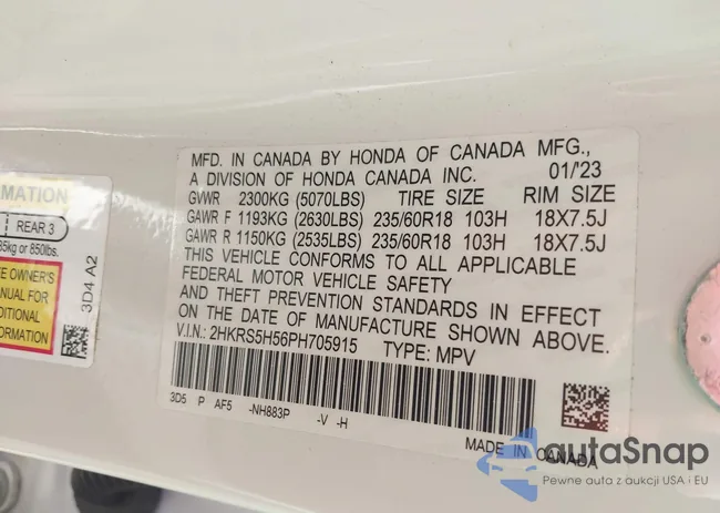 2HKRS5H56PH705915: 43494250