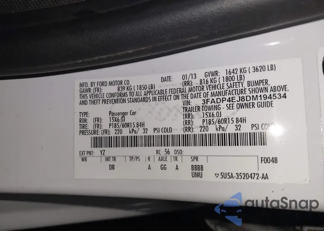 3FADP4EJ8DM194534: 43494427