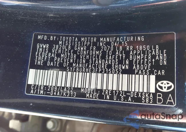 5YFBURHE3FP315052: 43495489