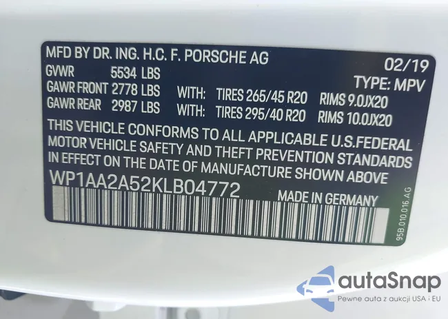 WP1AA2A52KLB04772: 43495498