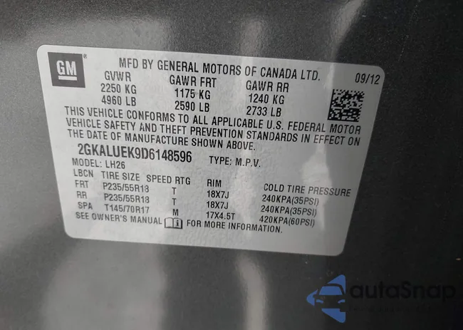 2GKALUEK9D6148596: 43495541