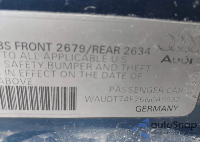 WAUDT74F75N049932: 43495562