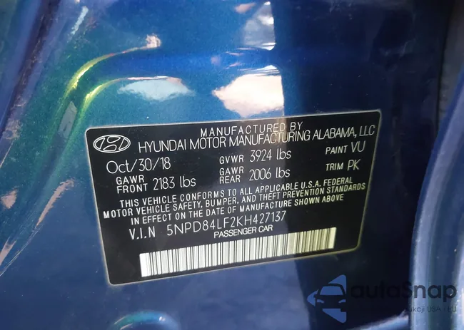 5NPD84LF2KH427137: 43495642