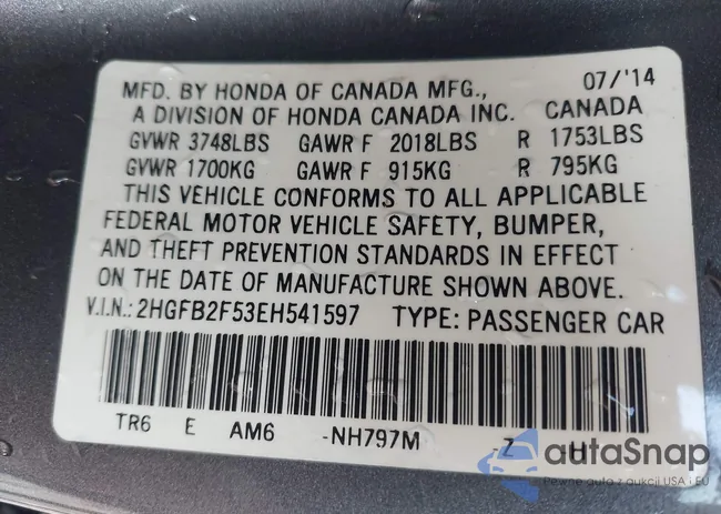 2HGFB2F53EH541597: 43495667