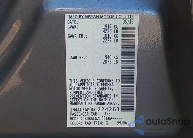 1N4AL3AP0GC224263: 43495683