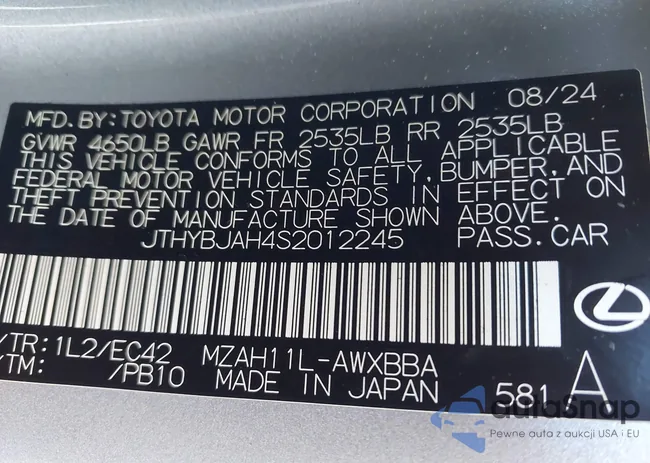 JTHYBJAH4S2012245: 43495841