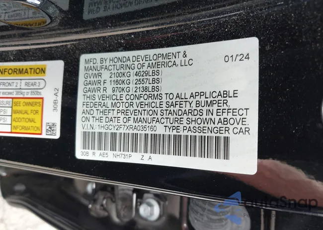 1HGCY2F7XRA035160: 43495997