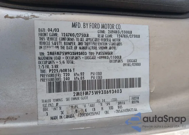 2MEFM75W93X693403: 43495093