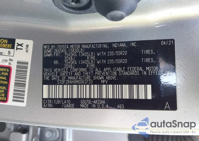 5TDFZRAHXMS063733: 43495112