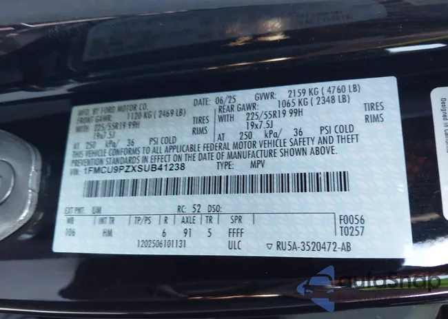 1FMCU9PZXSUB41238: 43495130