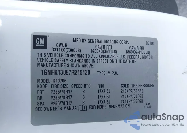 1GNFK13087R215130: 43495287