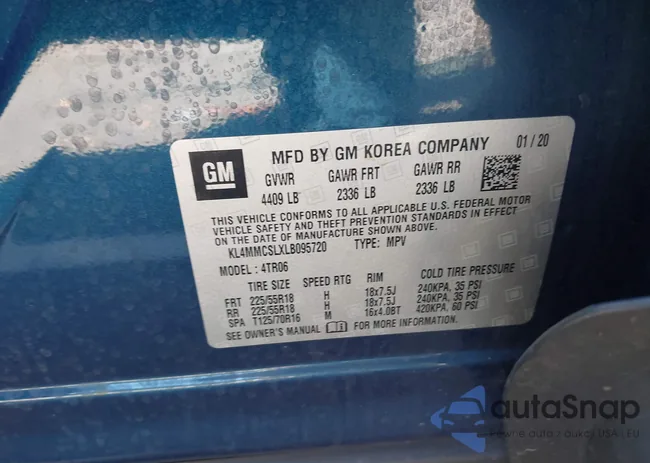 KL4MMCSLXLB095720: 43495292