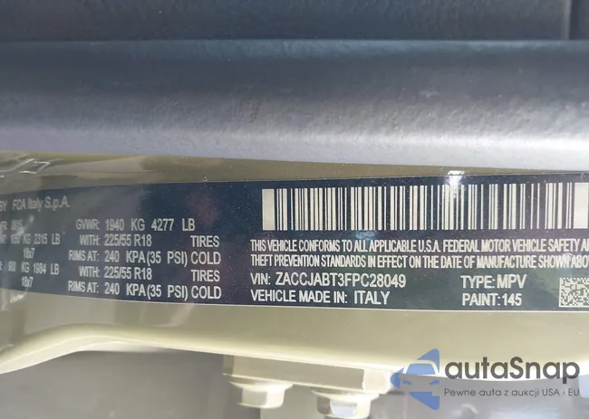 ZACCJABT3FPC28049: 43495373