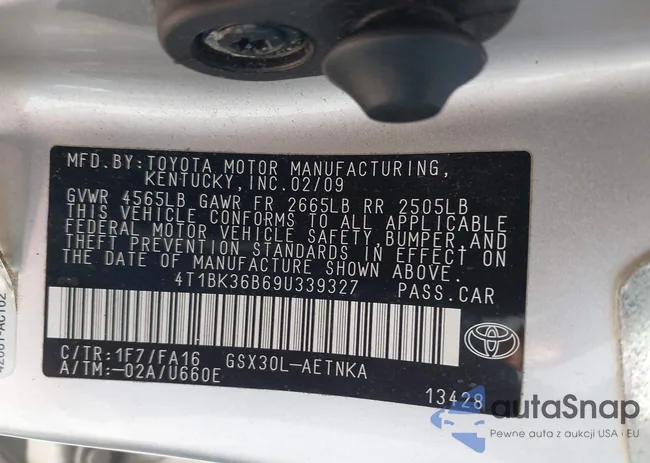 4T1BK36B69U339327: 43495405