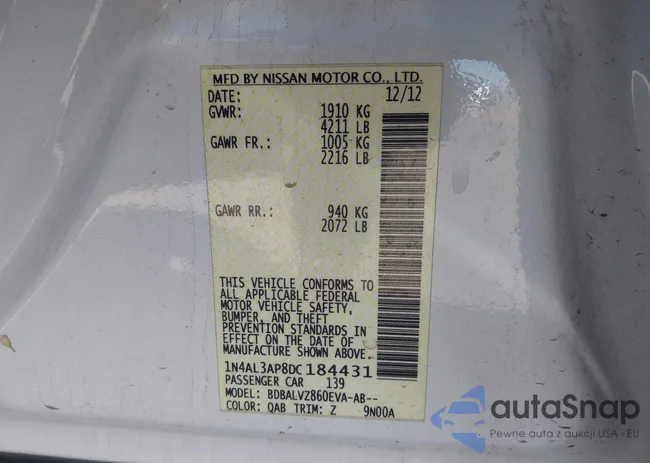 1N4AL3AP8DC184431: 43496601