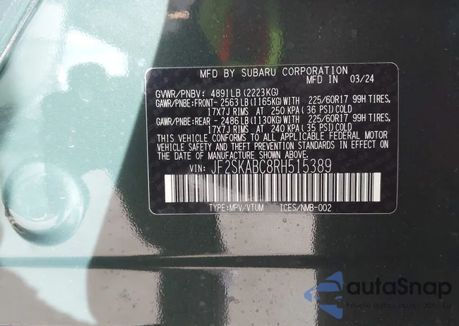 JF2SKABC8RH515389: 43496727