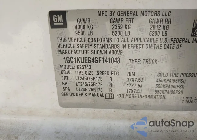 1GC1KUEG4GF141043: 43496741