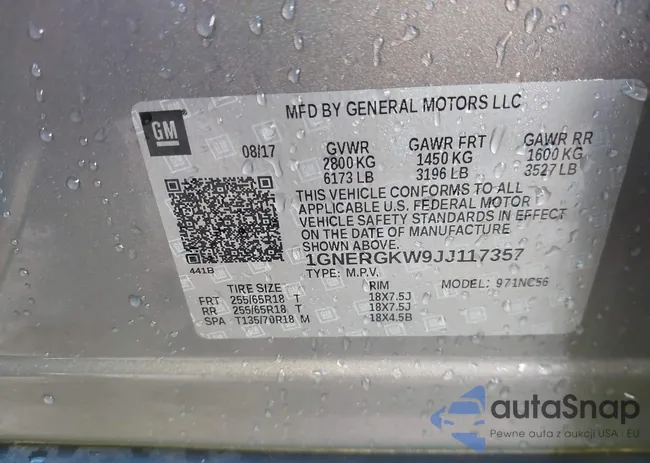 1GNERGKW9JJ117357: 43496773