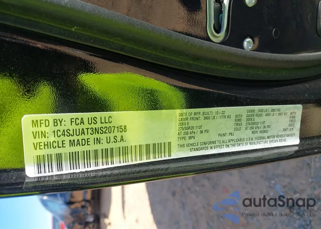 1C4SJUAT3NS207158: 43496783