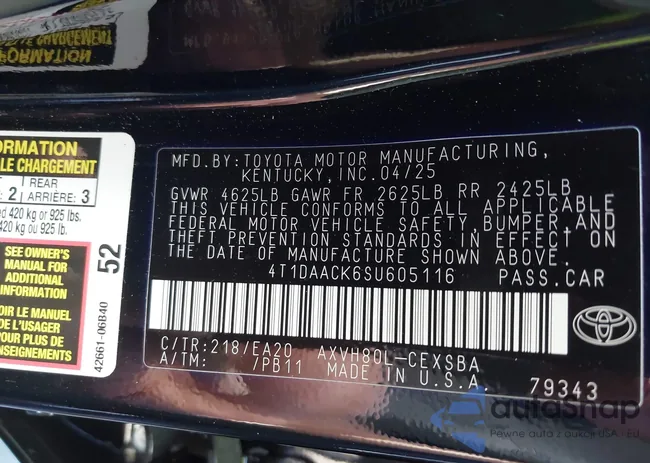 4T1DAACK6SU605116: 43496808