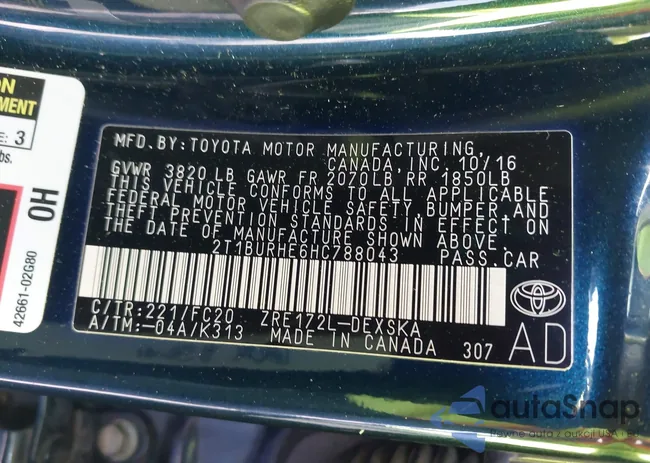 2T1BURHE6HC788043: 43497017