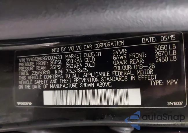 YV4612HK8G1003433: 43496053